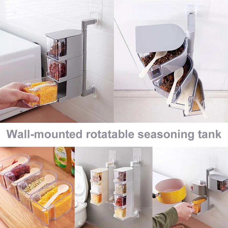 Вращающаяся на 360 градусов коробка для хранения приправ без отверстия