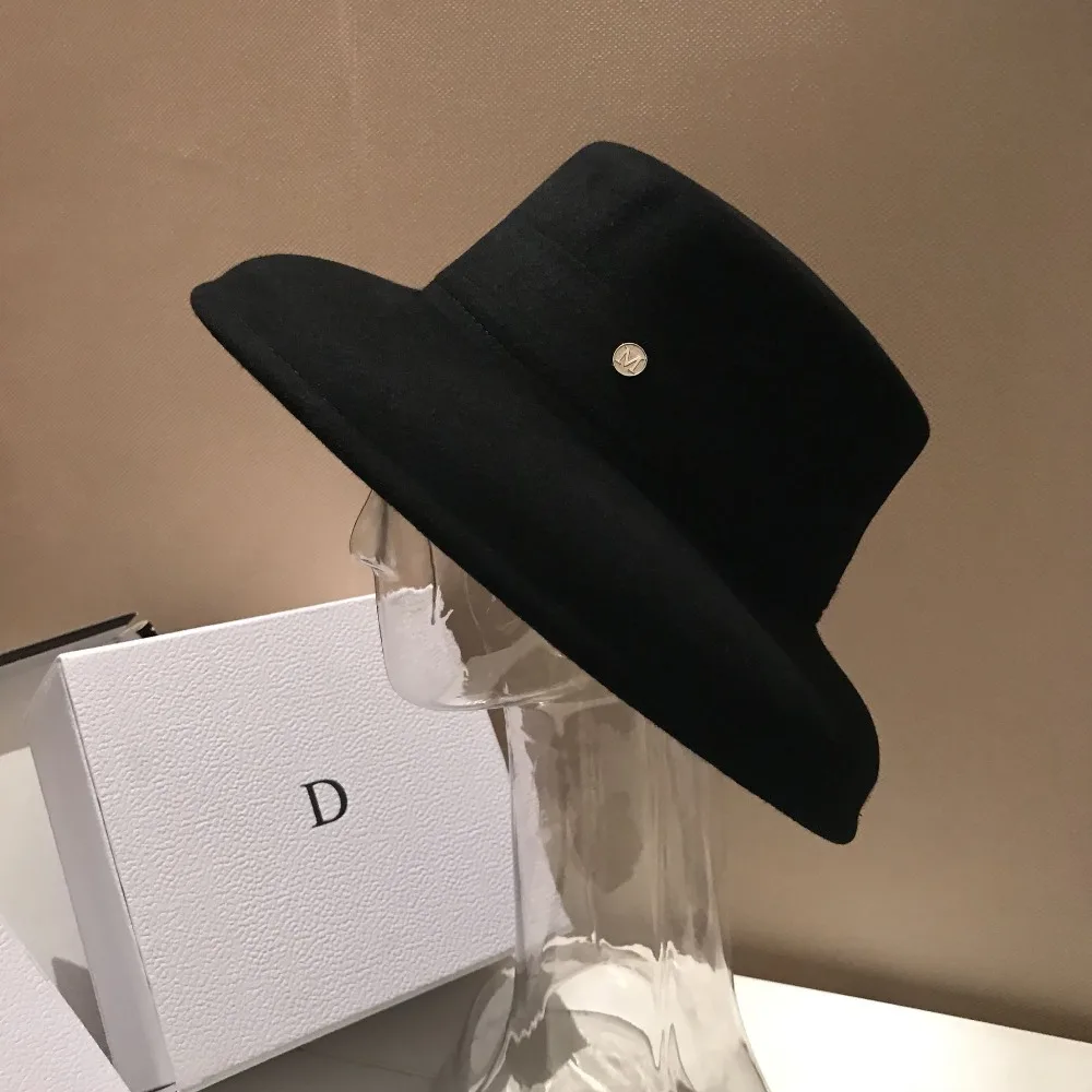 

01902-shi 2019 new Pure wool soft Hepburn style grace lady fedoras cap men women leisure hat