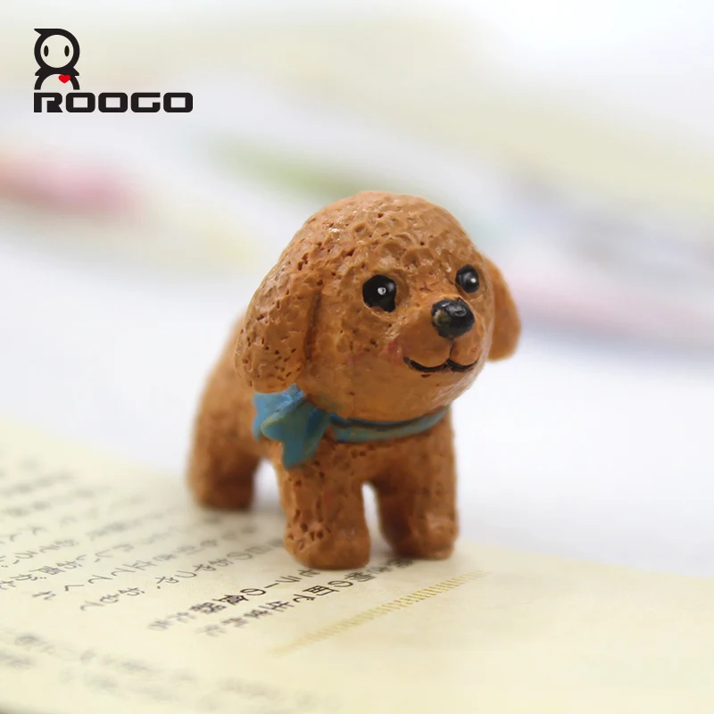 Roogo милая собака щенок украшения дома аксессуары смола фэн шуй миниатюрные