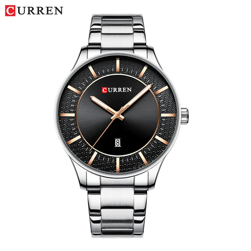 CURREN Relogio Masculino модные мужские часы браслет для мужчин наручные часы Мужские кварцевые наручные часы с датой повседневные бизнес подарок - Цвет: silver black watch
