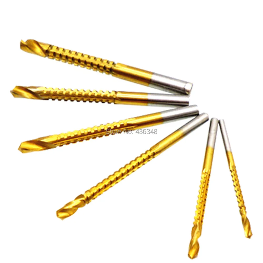 6pcs Power Drill Saw HSS Steel Titanium Coated Woodworking Wood Twist Bit 3mm 4mm 5mm 6mm 6.5mm 8mm Plastic Grooving | Инструменты