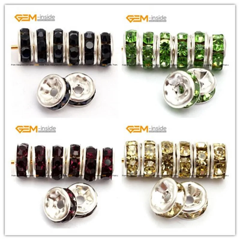 

Gem-inside Spacer Beads Crystal Rhinestone Rondelle Spacers For DIY Jewellery Beads Bracelet 6mm 8mm 10mm 100pcs/Lot