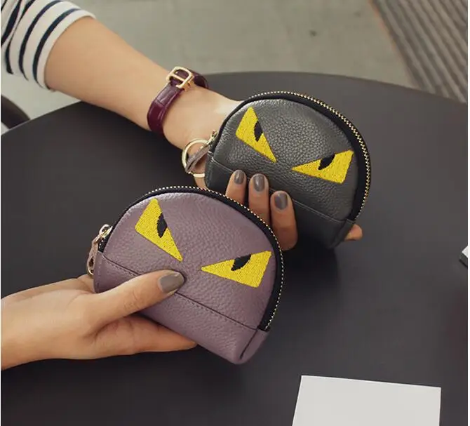 Новый Натуральная Кожа Вышивка Pattern Женщины Брелок Кошельки Моды Монета Кошелек