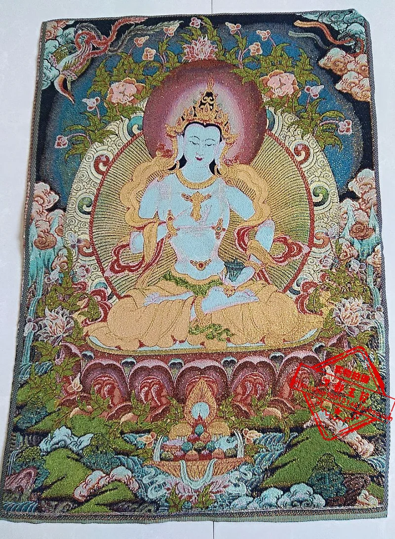 

24"Tibet Silk Embroidery thangka Sakyamuni Tangka buddha statue family wall decorated the mural