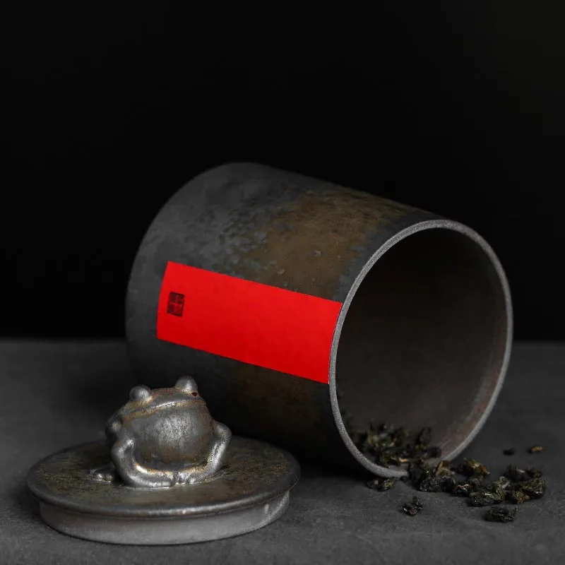 

Japanese Style Retro Coarse Pottery Tea Cans Handmade Ceramic Sealed Storage Jar Tea Caddy Kung Fu Tea Set Lucky Home Decoration