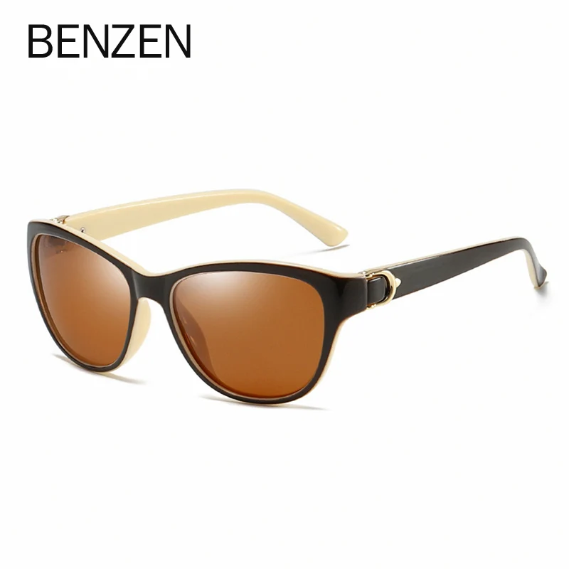 BENZEN, кошачий глаз, поляризационные солнцезащитные очки для женщин, фирменный дизайн, винтажные женские солнцезащитные очки, женские очки для вождения, Oculos De Sol 6611 - Цвет линз: Beige Coffee