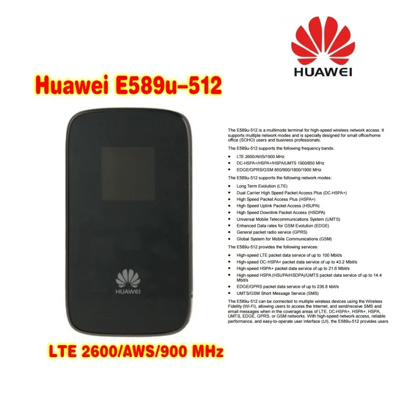 Unlocked Huawei E589U-512 4g Mobile Hotspot LTE WiFi Modem Router