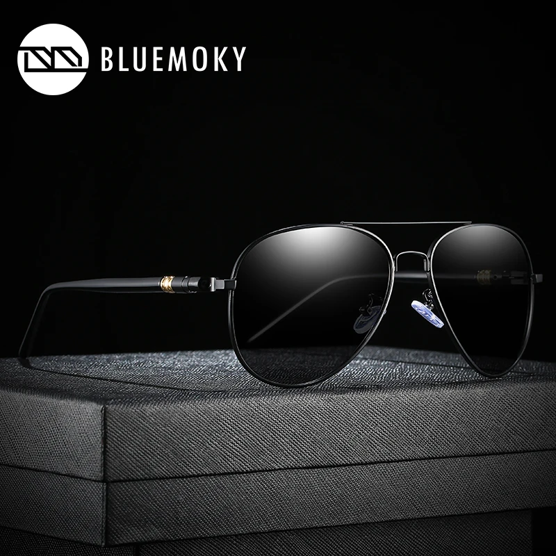 BLUEMOKY, черные авиационные солнцезащитные очки Polaroid для мужчин, фирменный дизайн, солнцезащитные очки для вождения для мужчин, поляризованные очки пилота для мужчин