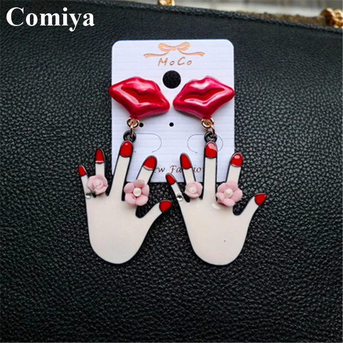 Оптовая красный цвет сексуальные губы очарование женщины мотаться серьги