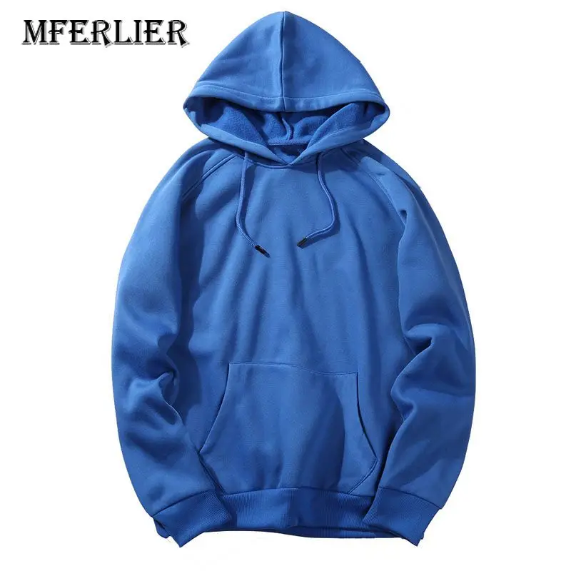 Синий MFERLIER осень весна мужские толстовки 5XL 6XL 7XL бюст 137 см плюс размер свободные 9 цветов Большие размеры толстовки мужские - Цвет: Синий