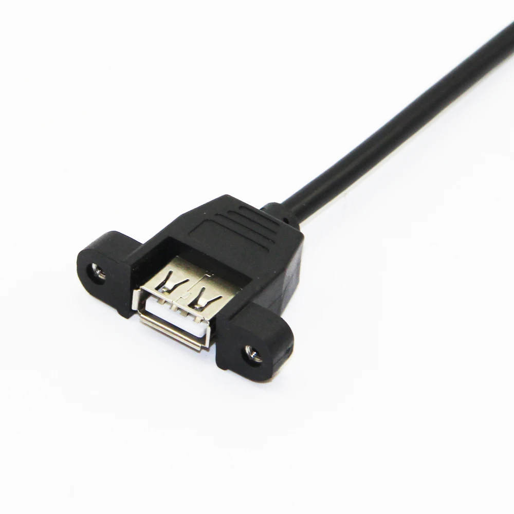 Удлинительный кабель Bochara штекер-гнездо 90 градусов левый USB 2 0 с винтовой панелью