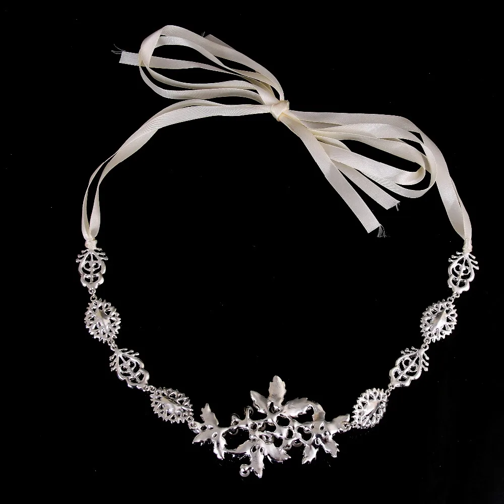 Романтическая модная с кристаллами и жемчугом головной убор Серебряная