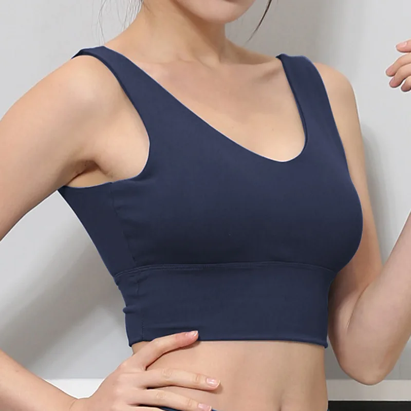 SALSPOR женский бесшовный спортивный лиловый сплошной цвет глубокий V beauty Back эластичный Ударопрочный Нижнее белье занятия в тренажёрном зале бег фитнес жилет Йога бюстгальтер