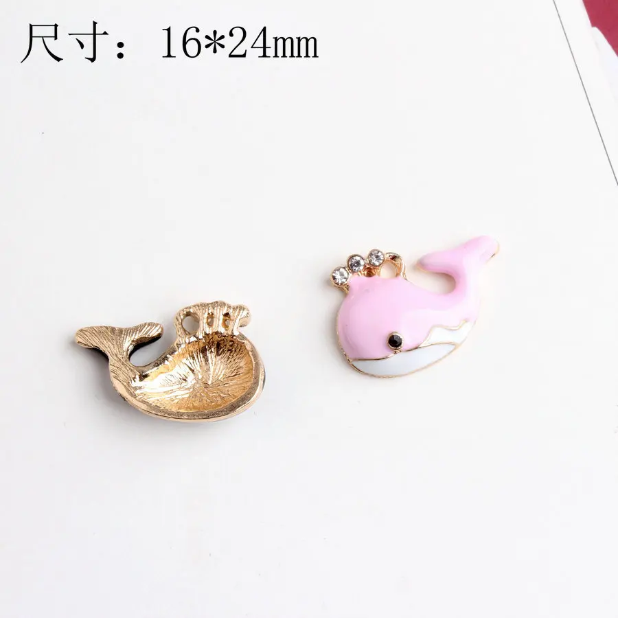 

10PC/Lot Rhinestone Enamels Whale Charms DIY Handmade Making Hair Necklace Earring Jewelry Pendant Material Accessories