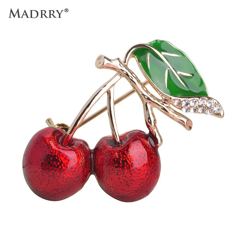 Россия Эмаль Esmalte Красный Двухместный Cherry Броши Для Девочек Детей милые Фрукты