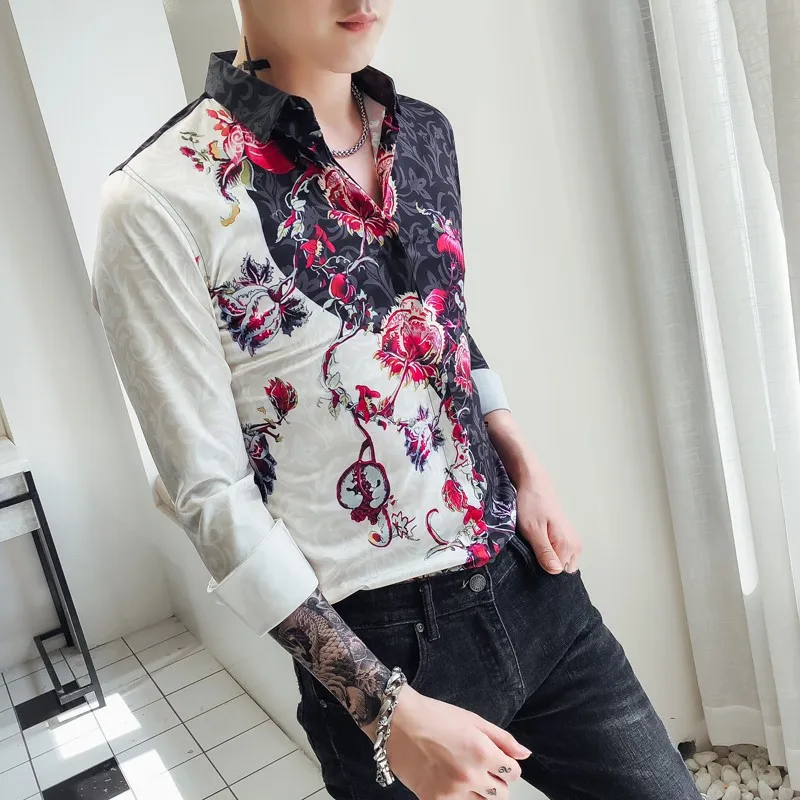 Модные рубашки для мужчин приталенная рубашка Camisa Social Masculina модная Новая Осенняя