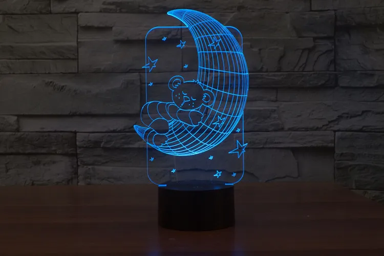 Moon 3D Vision стерео лампа визуальный свет креативные сенсорные настольные лампы 7
