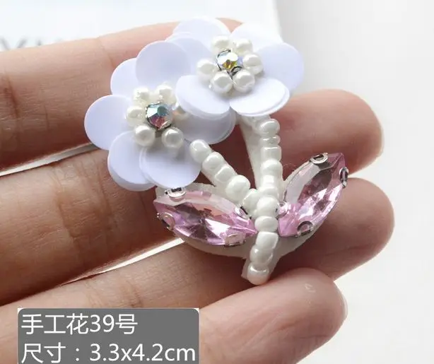 Ручная работа Блестки Воротник патч аппликация вышивка цветок патчи для одежды