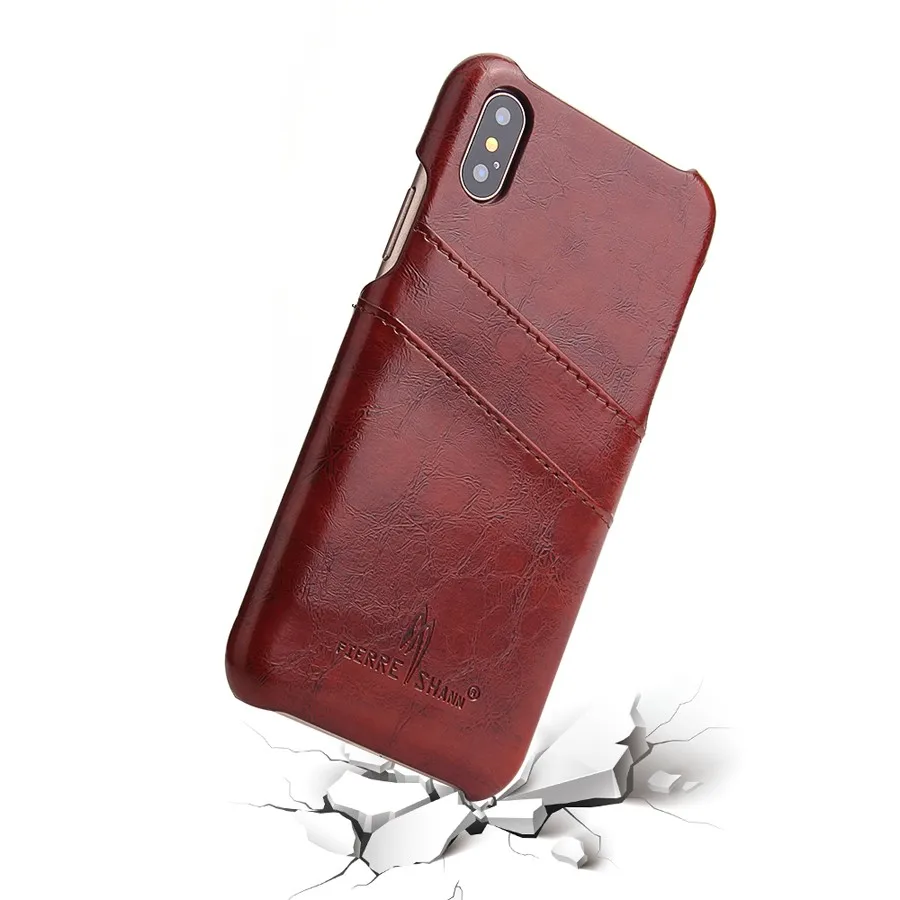 Фото Роскошная кожаная задняя крышка для Apple iPhone X, XS, XR, XS Max, A1901, с прорезями для карт №4