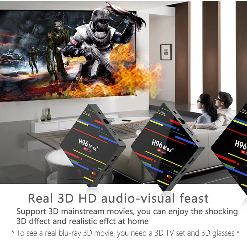 H96 MAX PLUS ТВ приставка RK3328 Smart 4K HD 4G 64G Android 8,1 четырехъядерный Google Голосовое управление плеер Settop BOX с подсветкой клавиатуры