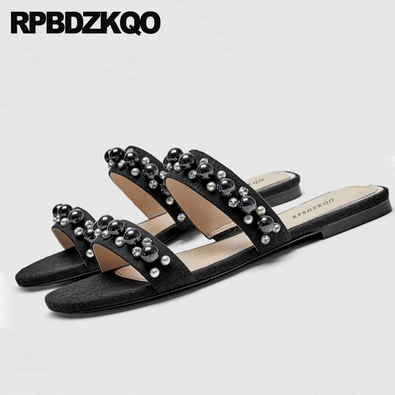 приукрашенный тапочки шлепанцы дизайнер мода женщины ВПП сандалии 2018 черные