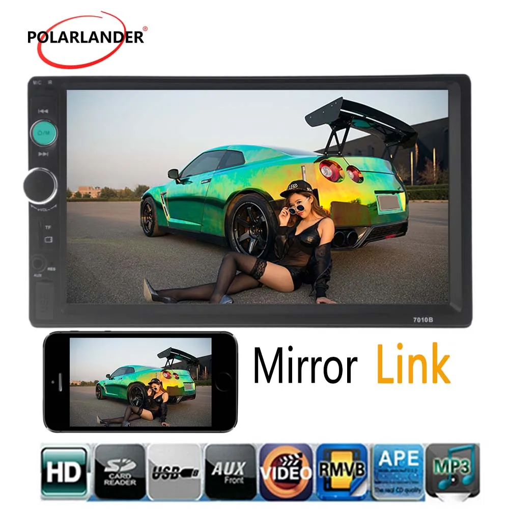 Авто Радио стерео автомагнитола Bluetooth HD 7 дюймов 2 DIN Сенсорное Зеркало Ссылка