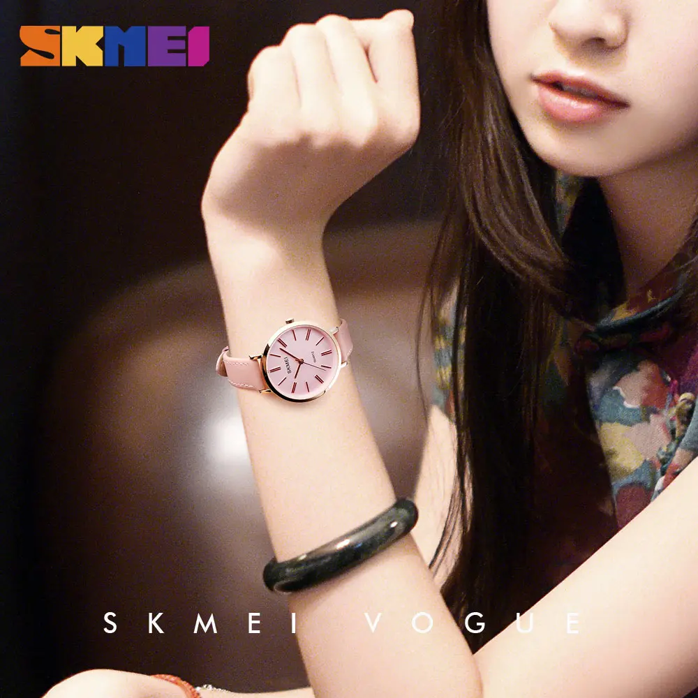 Skmei женские кварцевые montre femme классические часы с кожаным ремешком для отдыха