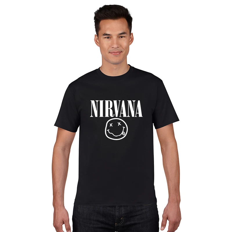 Новинка 2019 рок группа nirvana хип хоп Мужская футболка хлопок впитывающая пот с