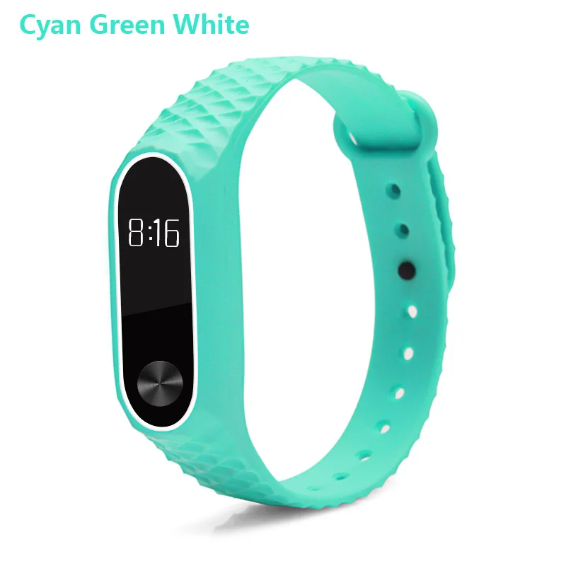 Cyan with white BOORUI mi band 2 ремешок Pulseira силиконовый mi band 2 аксессуары Алмазный ремешок на запястье анти-потеря двойной цвет сменный ремешок для часов - Цвет: Cyan with white