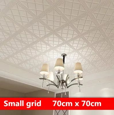 Small grid 70 x 70cm Стиль крыши украшения обои 3d стерео наклейки на стены водонепроницаемый Потолок наклейка спальня потолок самоклеящиеся обои - Цвет: Small grid 70 x 70cm