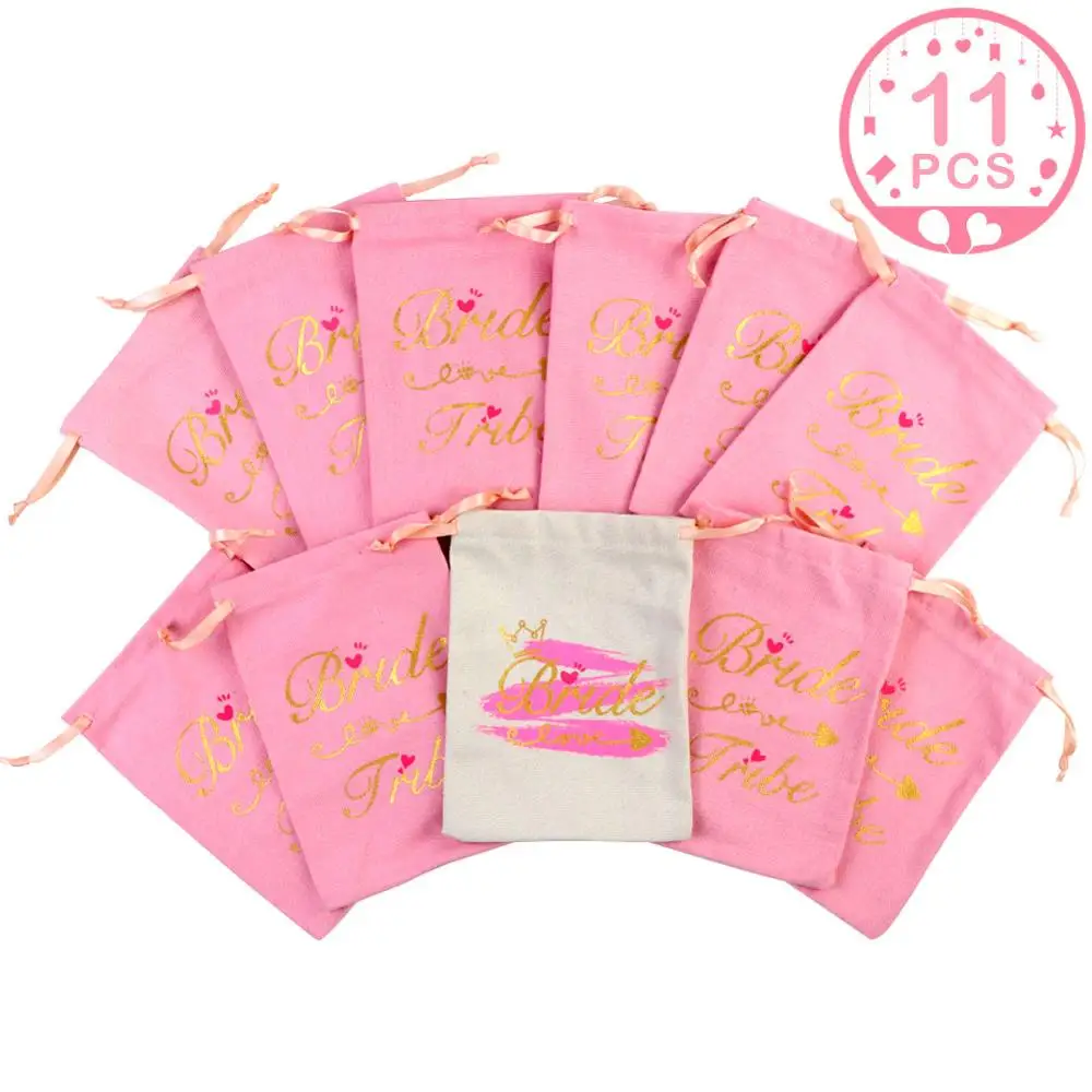 11Pcs Mix Color Bag Наш теплый подарок подружки невесты может свадебный душ сувениры кулер рукава шнурок Подарочные сумки куриные ночные принадлежности для вечеринки-девичника - Цвет: 11Pcs Mix Color Bag