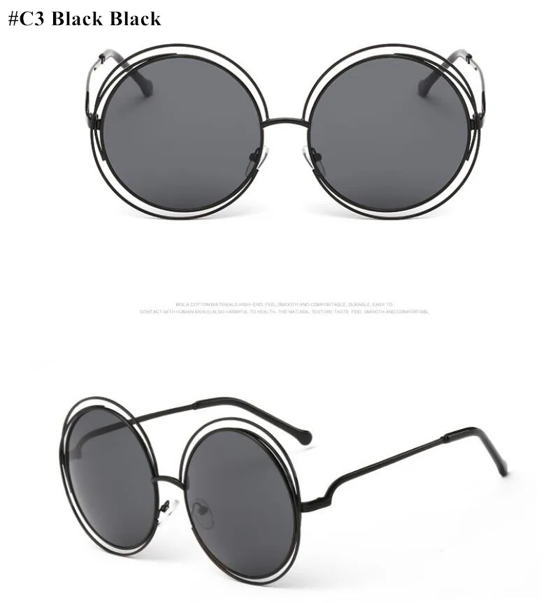 c3 black black HBK, круглые солнцезащитные очки, золотые, прозрачные, для женщин, большой размер, Ретро стиль, зеркальные, солнцезащитные очки, для девушек, для женщин, Ретро стиль, брендовые, дизайнерские - Цвет линз: c3 black black