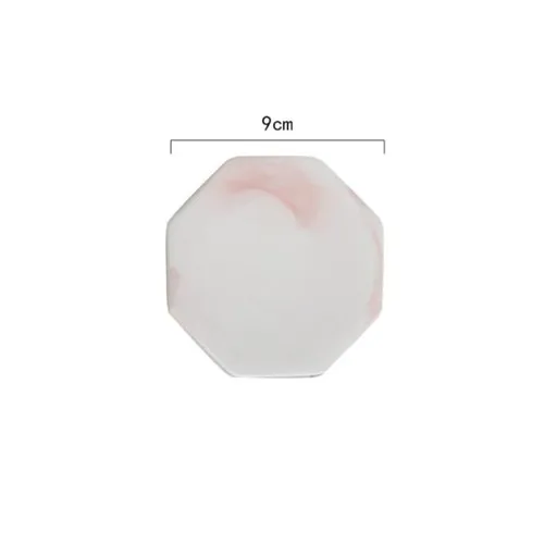 Octagon pink Мраморные Подставки, керамические подставки с деревянным ковриком, кофейная подставка для чайной чашки, круглая черная подставка, Настольный коврик, Ювелирный стенд, 1 шт - Цвет: Octagon pink