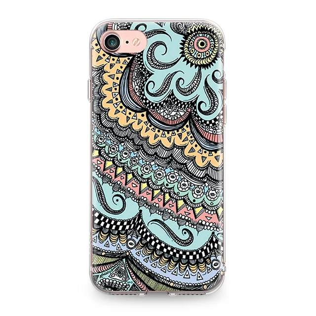 Мягкий ТПУ чехол для телефона для Iphone 4, 4S, 5, 5S, 5C, SE, 6, 6 S, 7, 8 Plus, X, XR, XS, Max, мандала, Цветочный, этнический узор, силиконовый чехол - Цвет: 0836