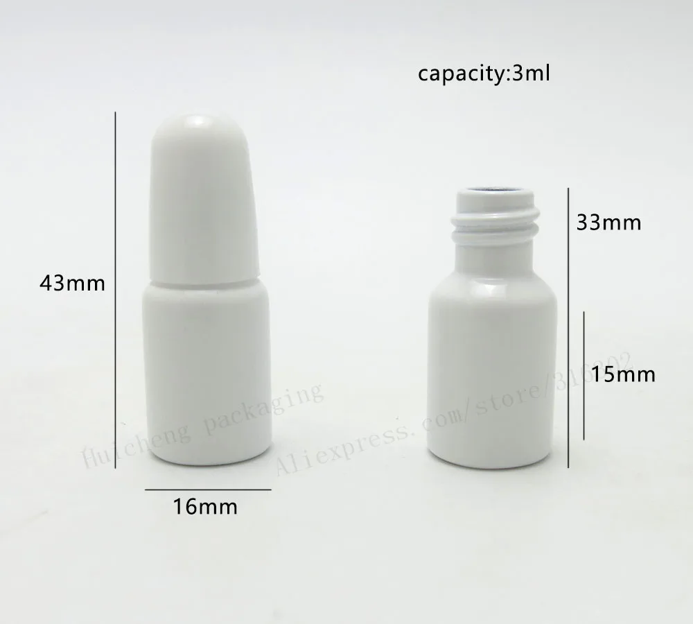 3 мл мини новая пустая белая стеклянная тара наконечник для щетки 1/10OZ лак для ногтей искусство ремесла 100 шт