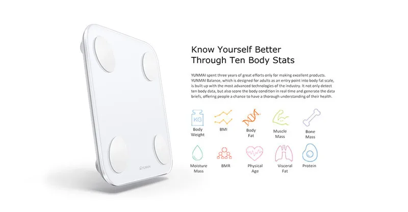 Xiaomi youpin Yunmai Mini 2 Smart Body Fat весы Bluetooth цифровые весы с бесплатным английским приложением для сборки тела весы