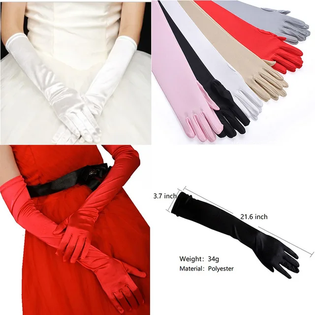 Женские атласные перчатки M MISM элегантные однотонные Вечерние для выпускного