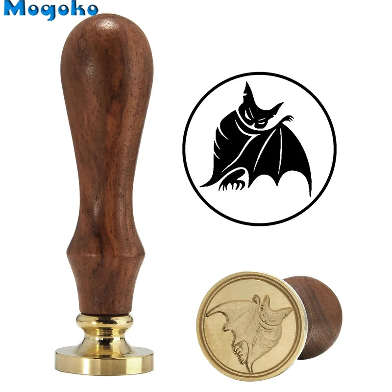 Mogoko винтажная латунная головка с деревянной ручкой, восковая печать, штемпели, буквенная открытка, декор для кошки/собаки/Хэллоуина, летучей мыши/дерева/дракона/танцора/ангела
