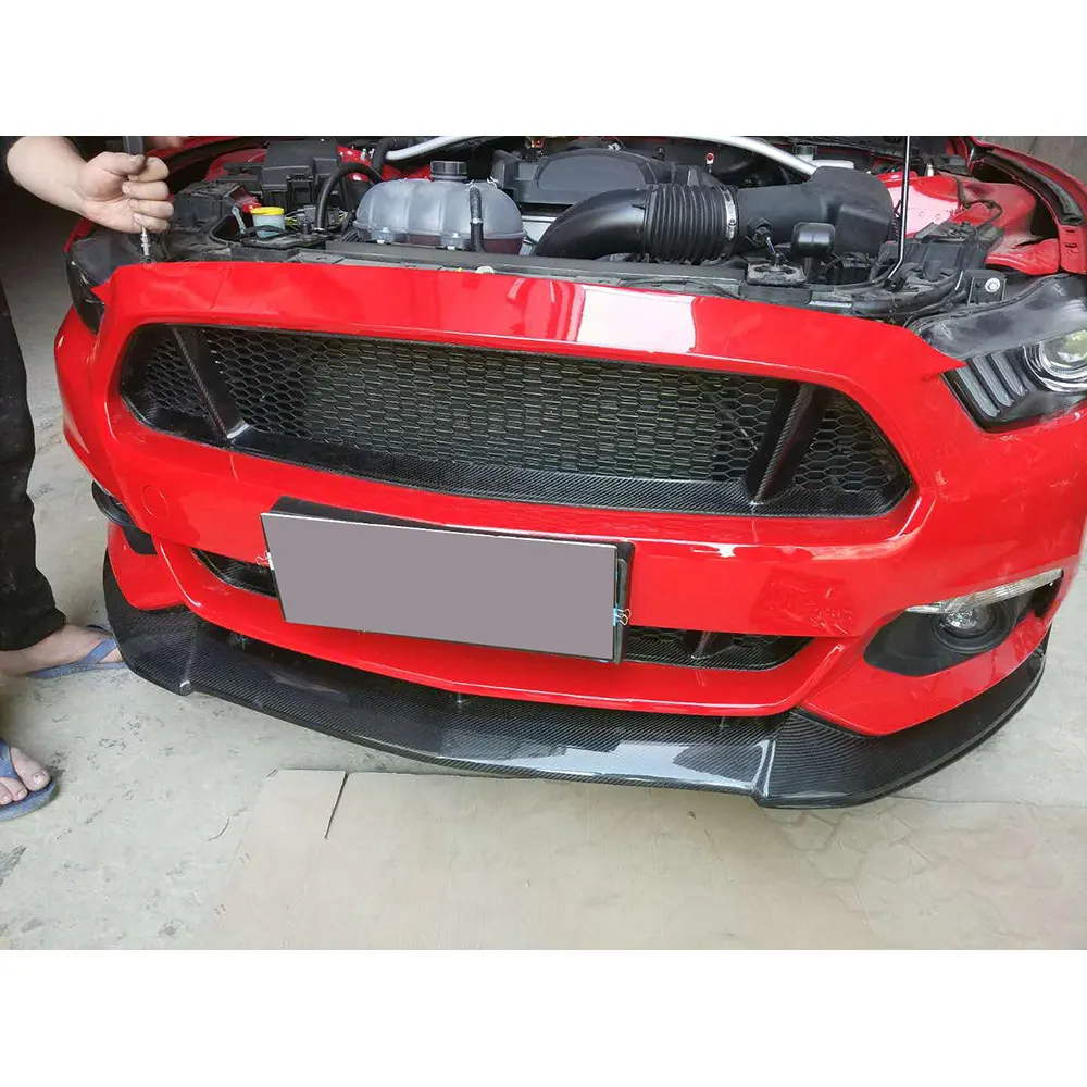Для Ford Mustang 2015 2016 2017 Настоящее углеродное волокно автомобильный передний бампер