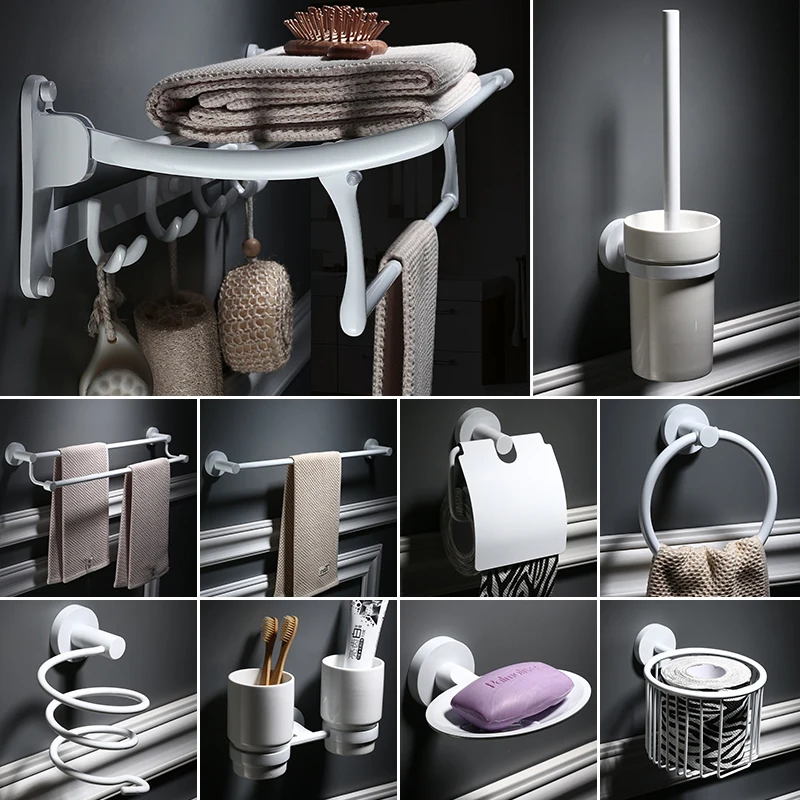 Набор аксессуаров для ванной из нержавеющей стали складные белые аксессуары