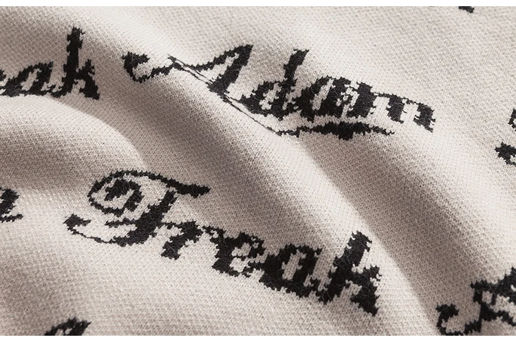 Модный брендовый пуловер с буквенным принтом свитер в стиле ретро цвета хаки