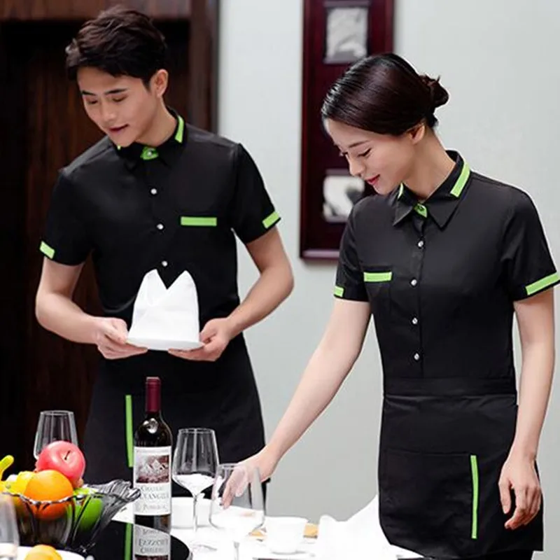 Официантка гостиницы рабочая одежда с коротким рукавом обеденный женский