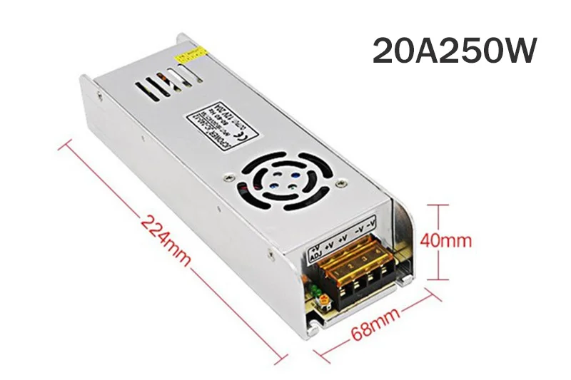 20A 250W 12V Питание 5A 10A 12.5A 15A 20A 30A светодиодный драйвер адаптер светильник ing Трансформеры 60 Вт/120 W/150 W/180 W/250 W/360 W для светодиодной ленты светильник - Цвет: 20A 250W