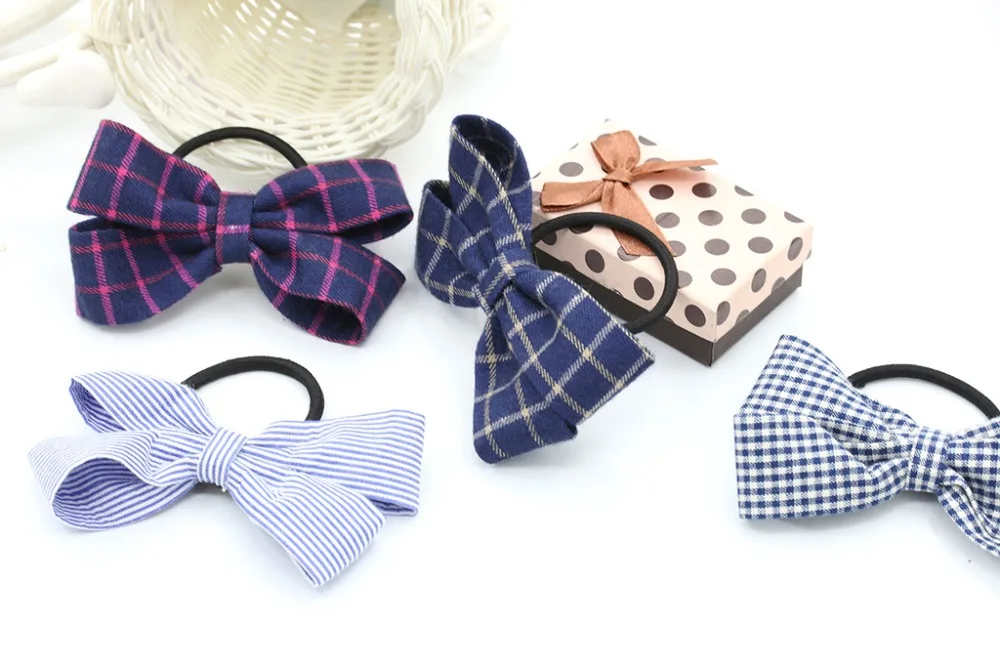 Женские резинки для волос с бантом 8 видов Черные фиксации хвостиков в клетку