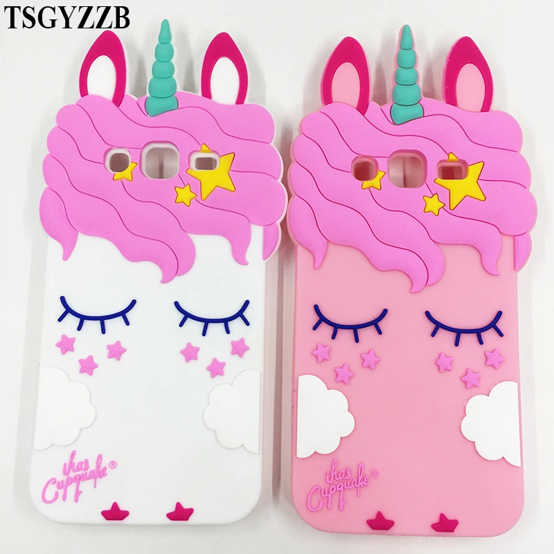 

New Fashion 3D Cartoon Unicorn Case Silicon Soft Cover For Samsung Galaxy 2015 2016 2017 J1 J2 J3 J5 J7 On5 On7 Prime Phone Case