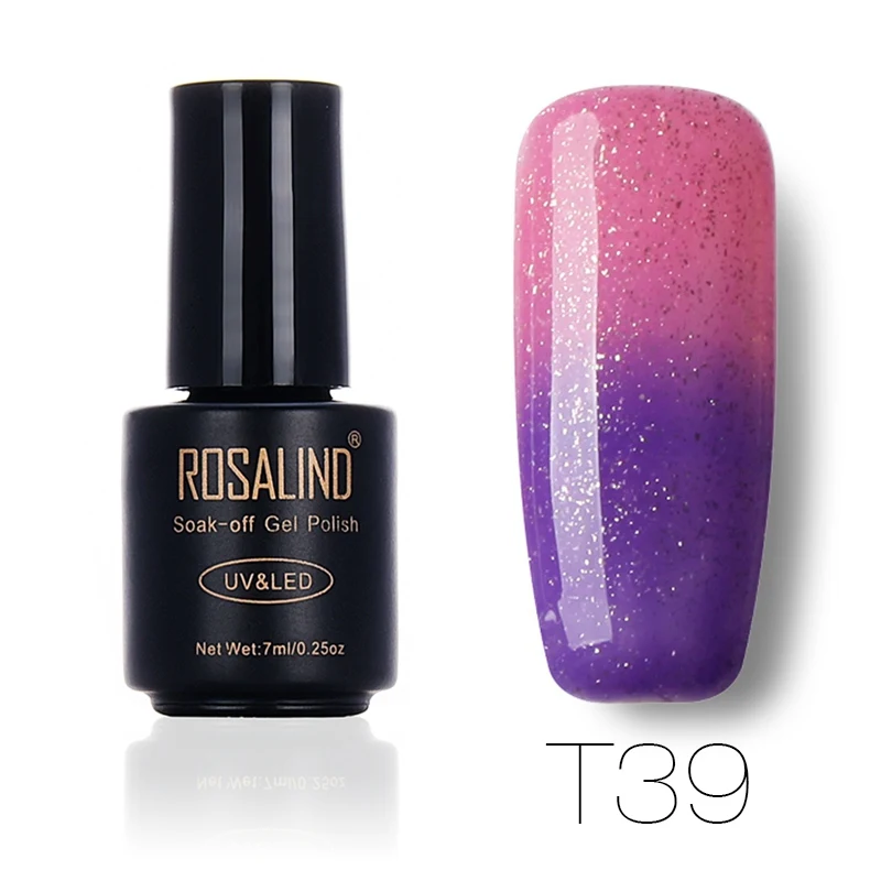 T39 ROSALIND, 7 мл, меняющий температуру, лак для ногтей, отклеивается, лак для ногтей, гель, УФ-лампа для сушки, Термальный цвет, акриловая краска, верхнее Базовое покрытие - Цвет: T39