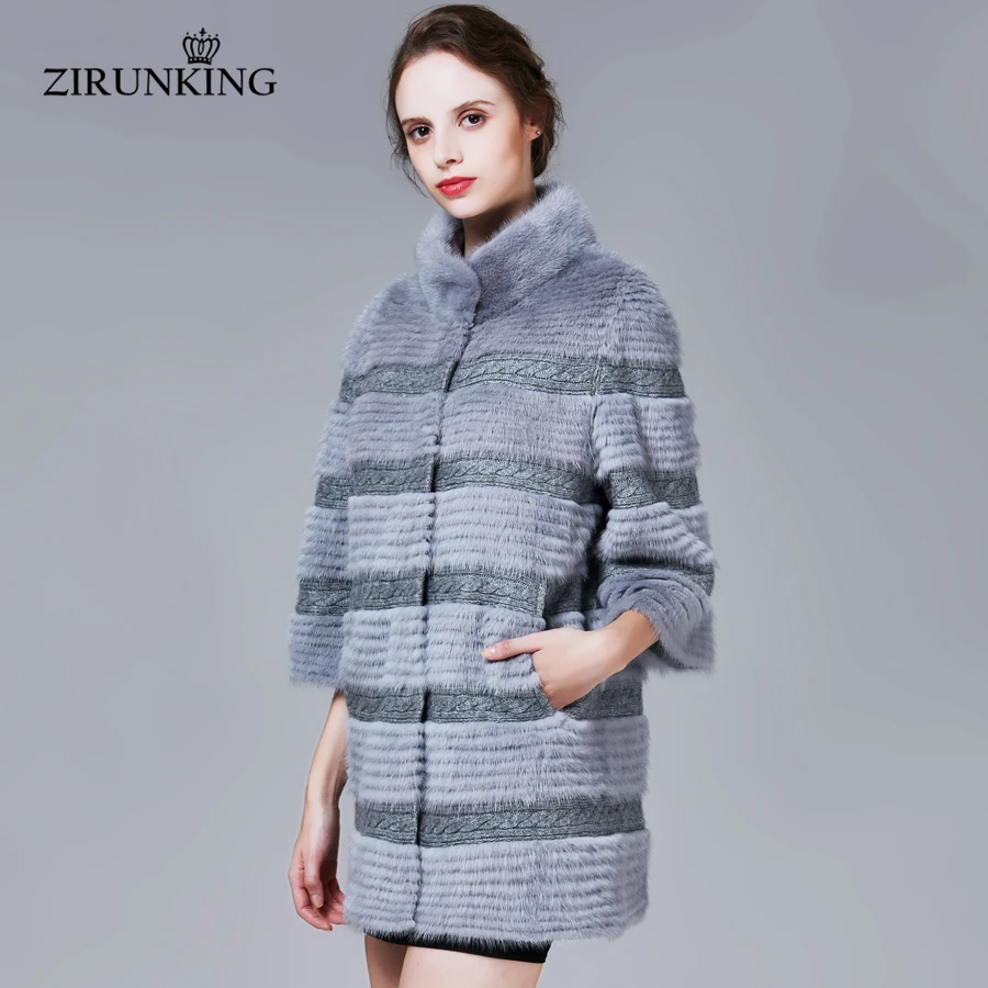 ZIRUNKING шубы из натурального меха норки женская модная Подлинная Осенняя теплая