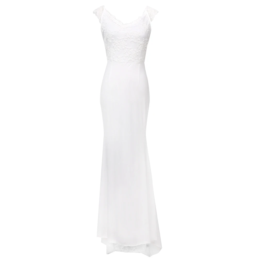 Платье женское вечернее с V-образным вырезом кружевное без рукавов