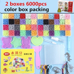 24 colors 6000pcs Новинка, 24 цвета, 6000 шт, 5 мм, набор волшебных бусин, сделай сам, 3d пазлы, игрушки, Хама, шарики для воды, Развивающие детские подарочные цветные коробки, упаковка - Цвет: 24 colors 6000pcs