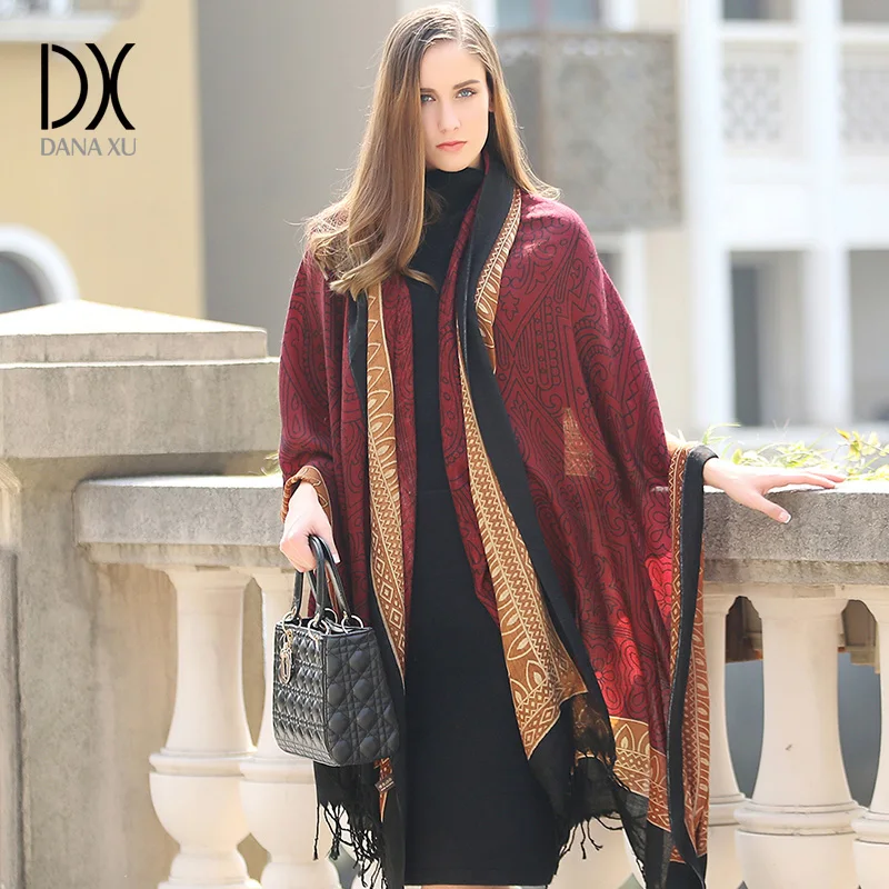 Женский шарф одеяло теплый толстый кашемировый из пашмины европейский стиль